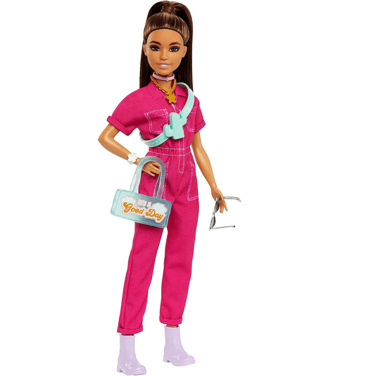Boneca Barbie Macacão Rosa e Acessórios Mattel 