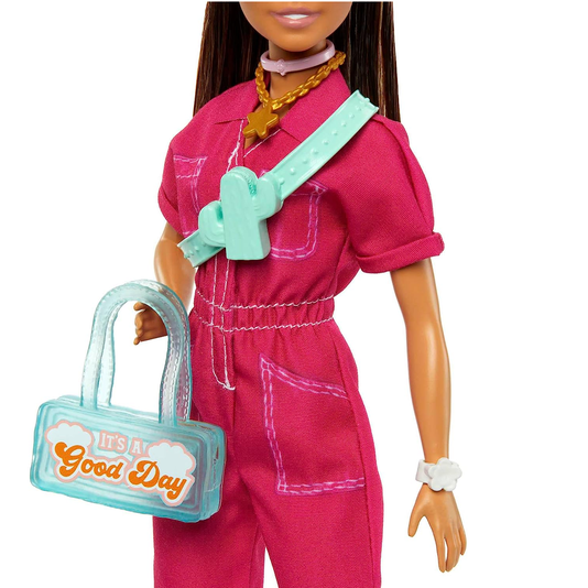 Boneca Barbie Macacão Rosa e Acessórios Mattel 