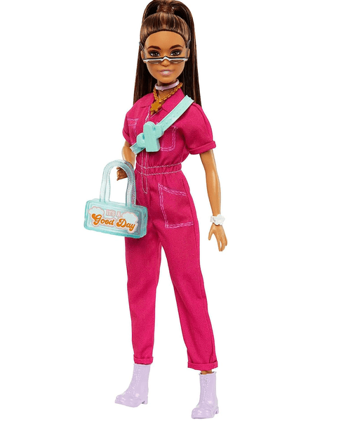 Boneca Barbie Macacão Rosa e Acessórios Mattel 