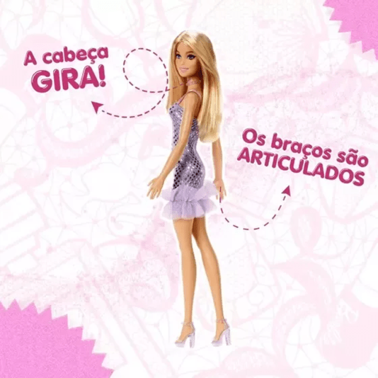 Boneca Barbie Glitz Loira Vestido Lilás Mattel