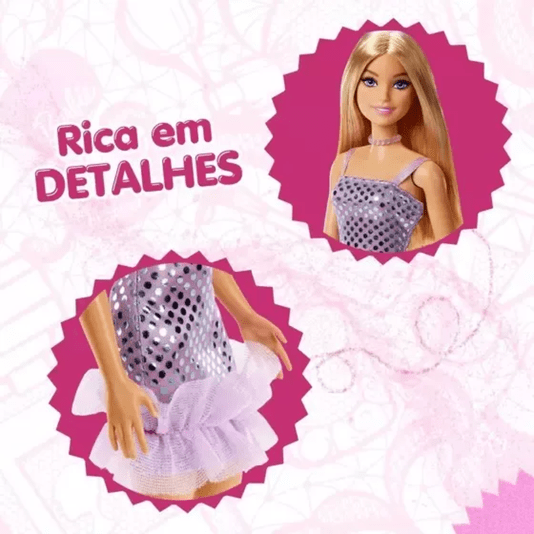 Boneca Barbie Glitz Loira Vestido Lilás Mattel