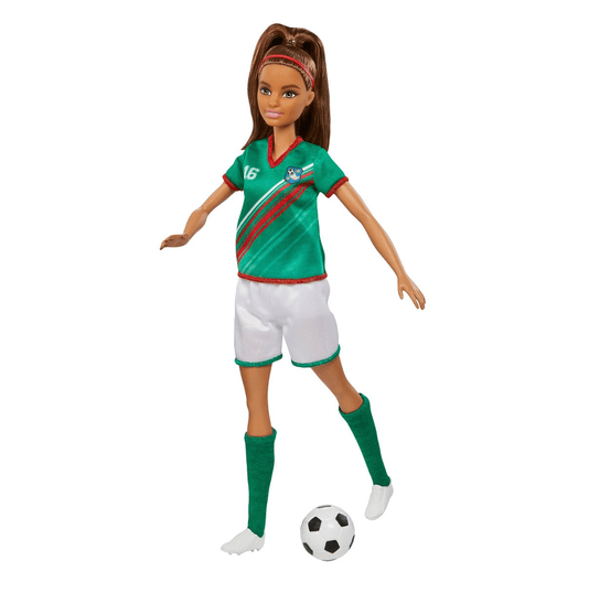 Boneca Barbie Jogadora de Futebol Camisa Verde Mattel