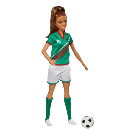 Boneca Barbie Jogadora de Futebol Camisa Verde Mattel