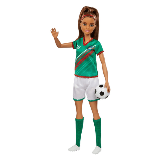 Boneca Barbie Jogadora de Futebol Camisa Verde Mattel