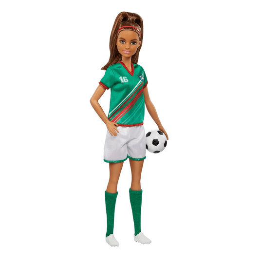 Boneca Barbie Jogadora de Futebol Camisa Verde Mattel