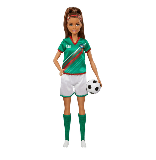 Boneca Barbie Jogadora de Futebol Camisa Verde Mattel