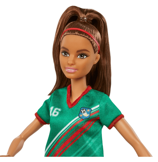 Boneca Barbie Jogadora de Futebol Camisa Verde Mattel
