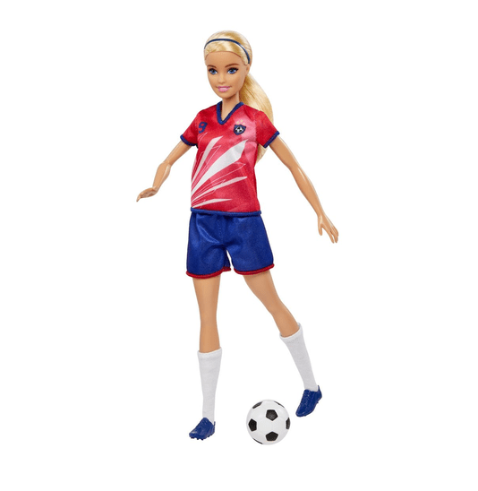Boneca Barbie Jogadora de Futebol Camisa Vermelha Mattel