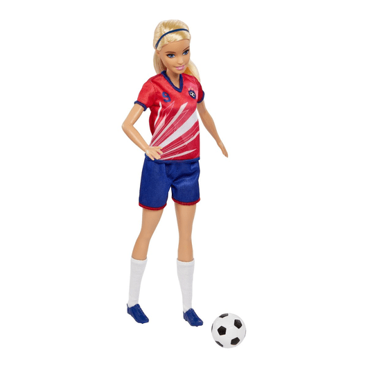 Boneca Barbie Jogadora de Futebol Camisa Vermelha Mattel