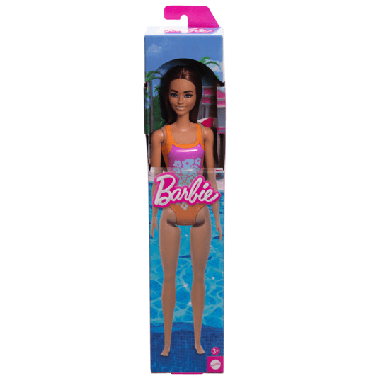 Boneca Barbie Praia Maiô Rosa Com Laranja Mattel