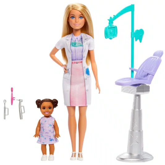 Boneca Barbie Profissões Dentista Loira com Acessórios Mattel 