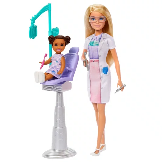 Boneca Barbie Profissões Dentista Loira com Acessórios Mattel 