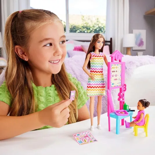 Boneca Barbie Profissões Professora Cabelo Castanho Mattel 