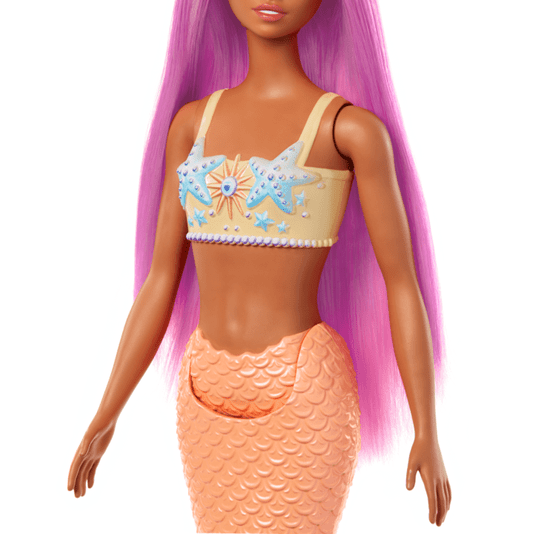 Boneca Barbie Sereia Cauda Laranja Cabelo Rosa Mattel