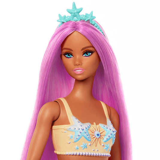 Boneca Barbie Sereia Cauda Laranja Cabelo Rosa Mattel