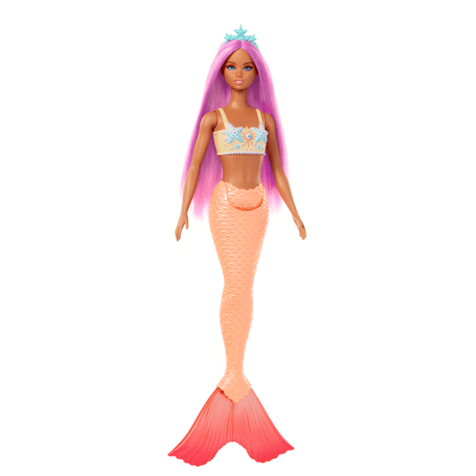 Boneca Barbie Sereia Cauda Laranja Cabelo Rosa Mattel