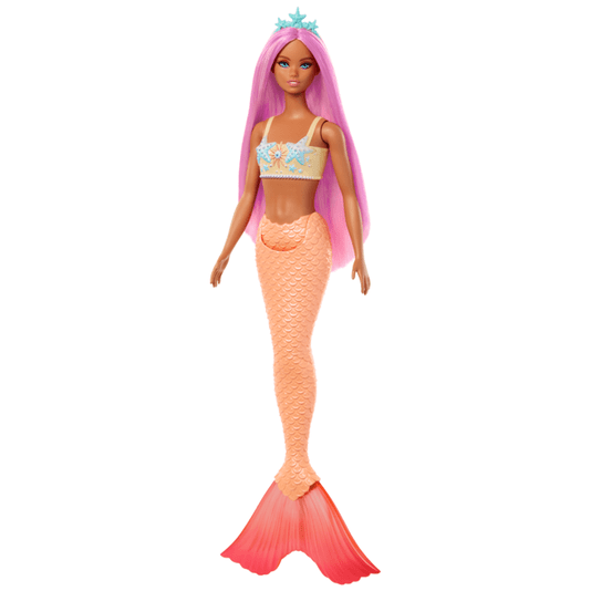 Boneca Barbie Sereia Cauda Laranja Cabelo Rosa Mattel