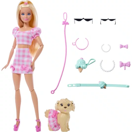 Boneca Barbie Twinning Looks Malibu e Cachorrinho Mattel 