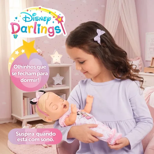 Boneca Disney Darlings Minnie Mouse com Sons e Luzes Multikids