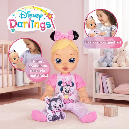 Boneca Disney Darlings Minnie Mouse com Sons e Luzes Multikids