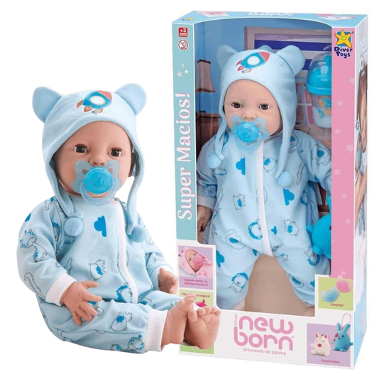 Boneca Diver New Born Brincando de Pijama Menino Divertoys
