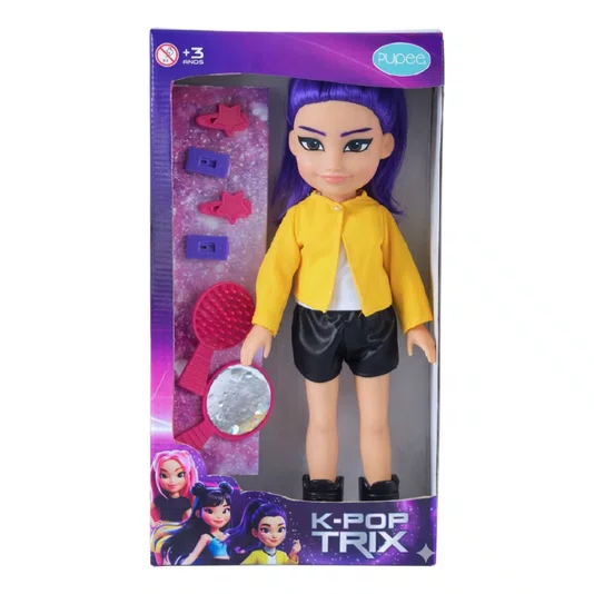 Boneca Lumi Roxo Estilo Fashion e Acessórios K-Pop Trix Gold Pupee