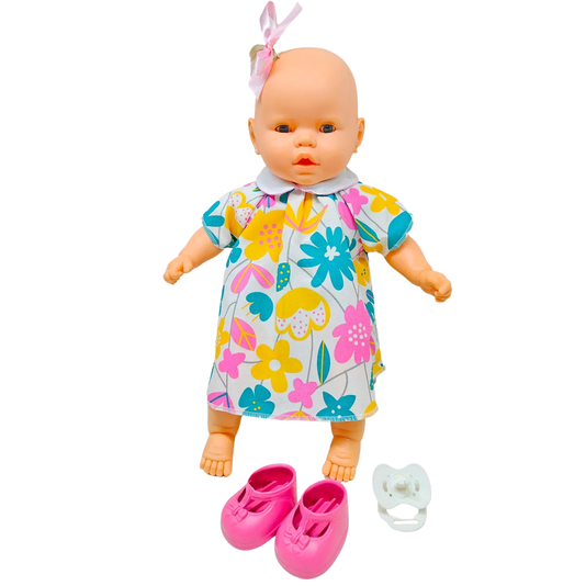 Boneca Nenezinho Branco Vestido Colorido Estrela