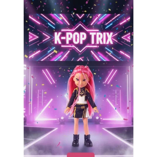 Boneca Sora Rosa e Acessórios K-Pop Trix Gold Pupee