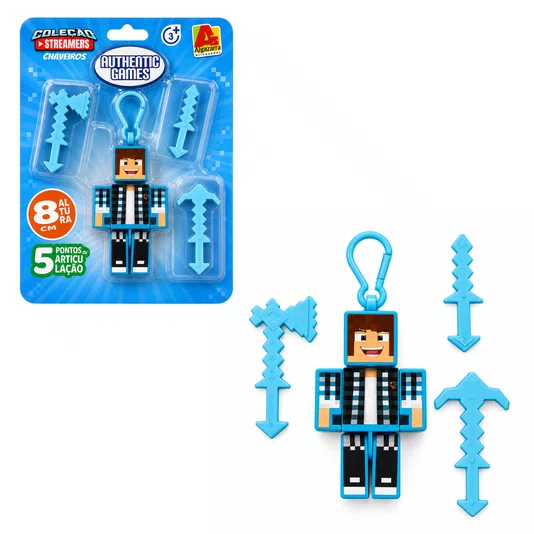 Boneco Authentic Games Chaveiro 8 cm com Ferramentas Algazarra