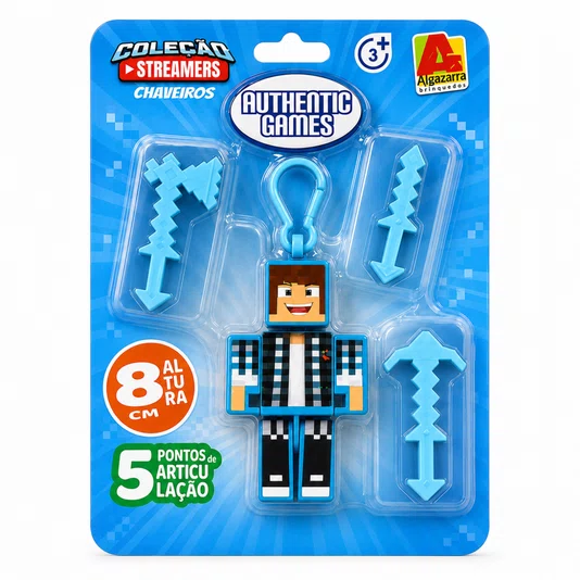 Boneco Authentic Games Chaveiro 8 cm com Ferramentas Algazarra