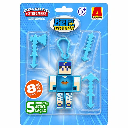 Boneco Beto Gamer Chaveiro 8 cm com Ferramentas Algazarra
