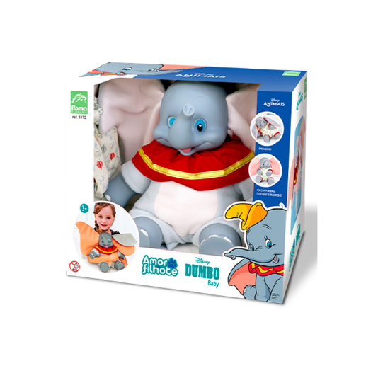 Boneco Dumbo Baby Amor de Filhote Disney Roma Brinquedos 