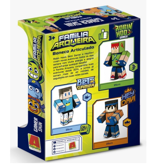 Boneco Família Arqueira Hey Davi Gamer Skin 25 cm Algazarra