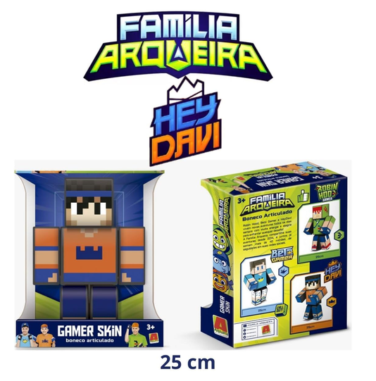 Boneco Família Arqueira Hey Davi Gamer Skin 25 cm Algazarra