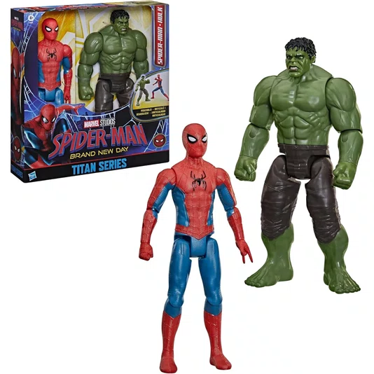 Boneco Homem Aranha e Hulk Marvel Studios Um Novo Dia Hasbro