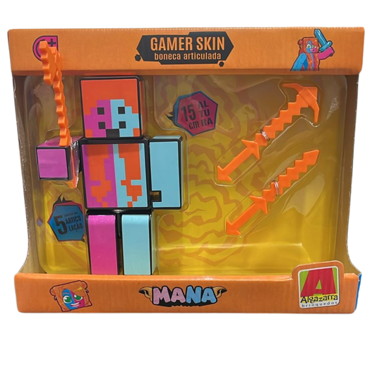 Boneco Mana com Acessórios Gamer Skin 15 cm Algazarra