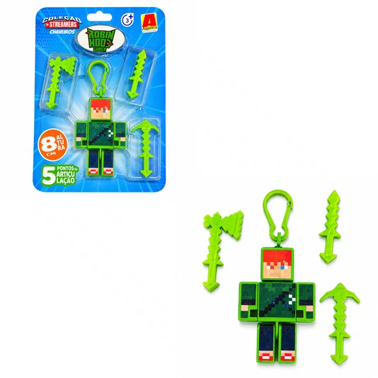 Boneco Robin Hood Gamer Chaveiro 8 cm com Ferramentas Algazarra