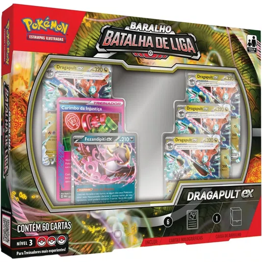 Box Pokémon Baralho Batalha de Liga Dragapult EX com 60 Cartas Copag