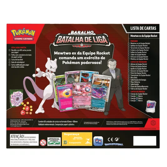 Box Pokémon Batalha de Liga Mewtwo EX da Equipe Rocket 60 Cartas Copag