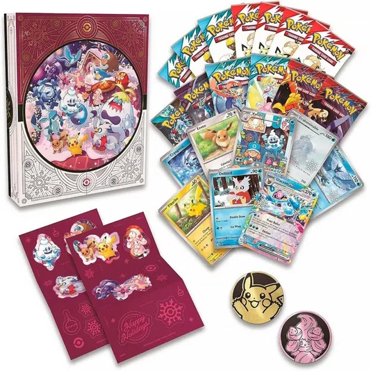 Box Pokémon Calendário de Festas de Fim de Ano 2025 98 Cartas Copag