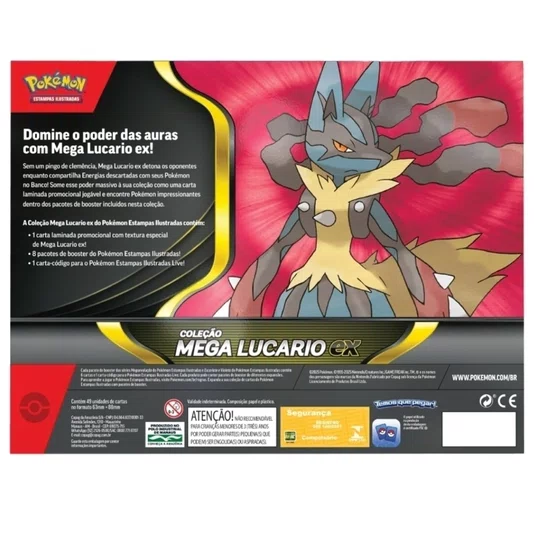 Box Pokémon Coleção Mega Lucario Ex 49 Cartas Copag 
