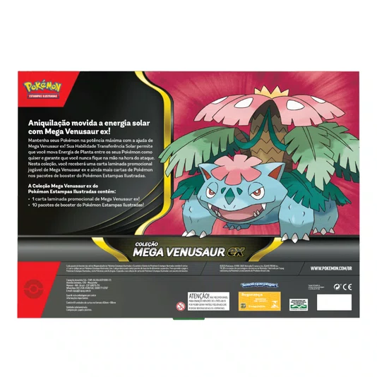 Box Pokémon Coleção Mega Venusaur EX 61 Cartas Copag 