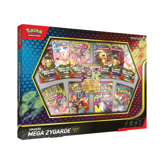 Box Pokémon Coleção Mega Zygarde Ex 61 Cartas Copag 