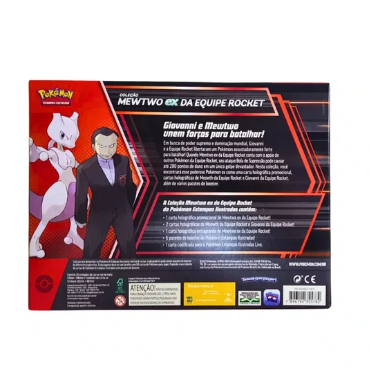 Box Pokémon Coleção Mewtwo Ex da Equipe Rocket EV 40 Cartas Copag 