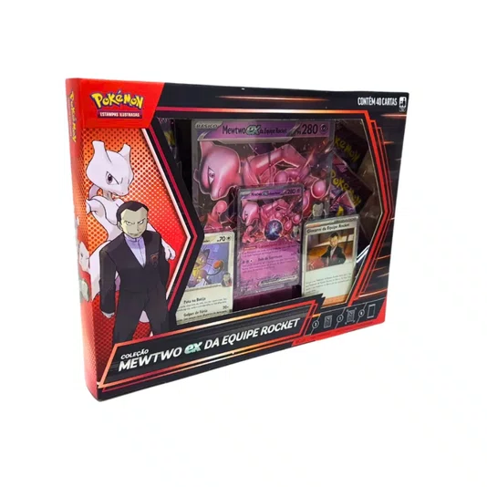 Box Pokémon Coleção Mewtwo Ex da Equipe Rocket EV 40 Cartas Copag 