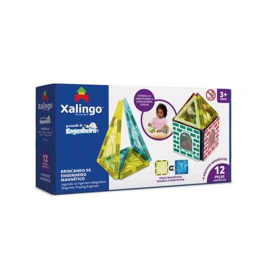 Brincando de Engenheiro Magnético 12 Peças Xalingo 