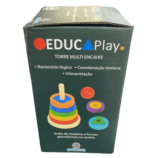 Brinquedo Montessori Torre Multi Encaixe Educa Play Polibrinq 