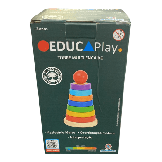 Brinquedo Montessori Torre Multi Encaixe Educa Play Polibrinq 