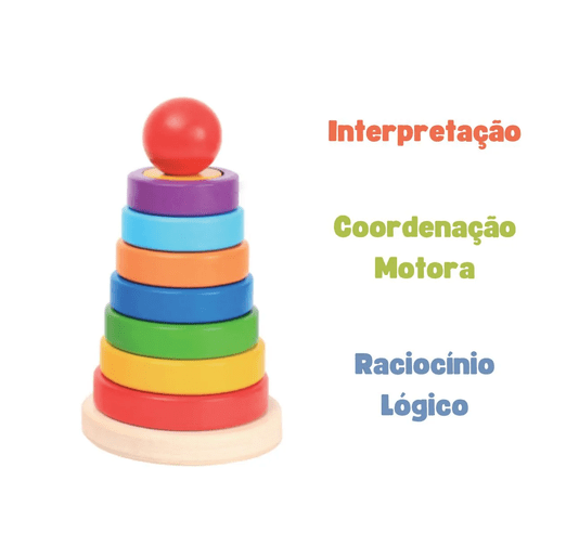 Brinquedo Montessori Torre Multi Encaixe Educa Play Polibrinq 