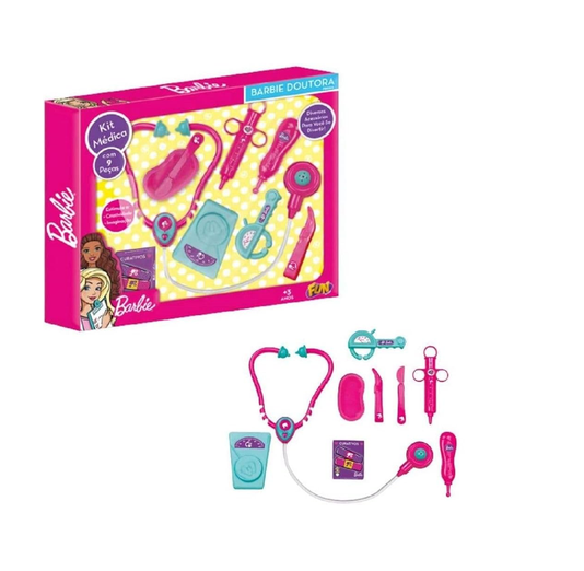 Caixa de Kit Médico Barbie Doutora Barão Toys 
